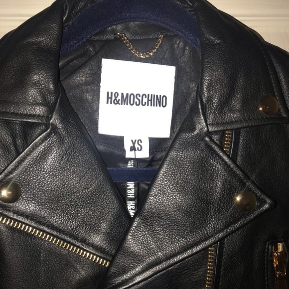 🎉SOLD ON EBAY🎉 - H&Moschino Black Leather Jacket (NWT) - Picture 3 of 9